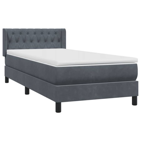 vidaXL Boxspringbett mit Matratze Dunkelgrau 90x220 cm Samt