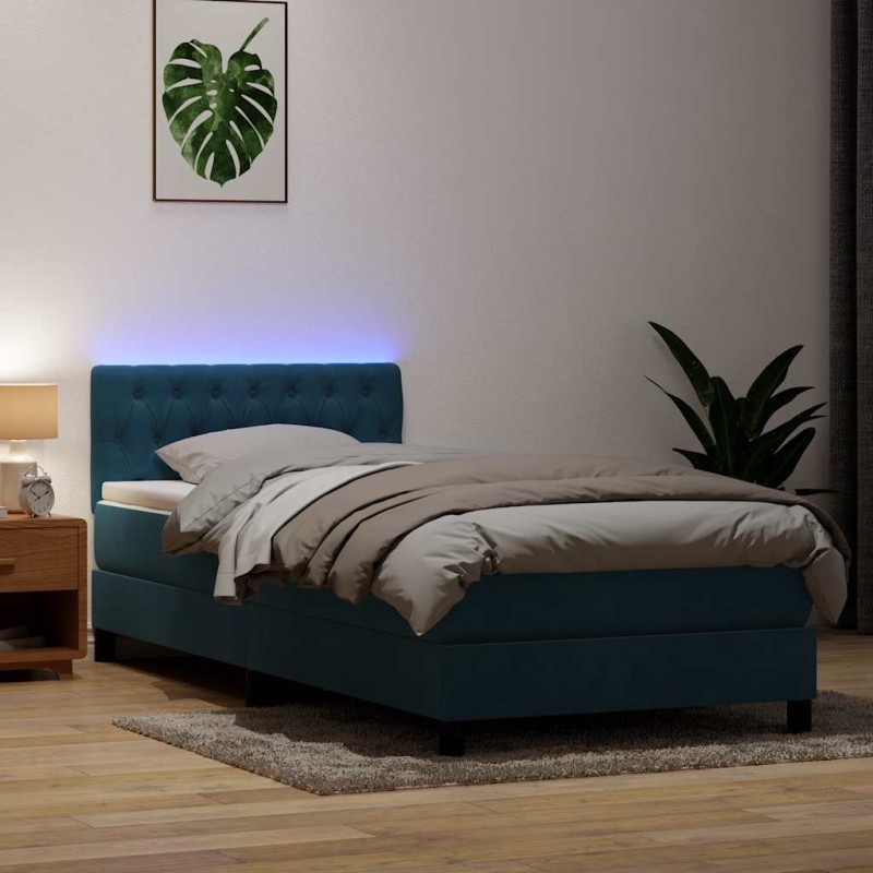 vidaXL Boxspringbett mit Matratze Dunkelblau 80x210 cm Samt vidaXL Boxspringbett mit Matratze Dunkelblau 80x210 cm Samt