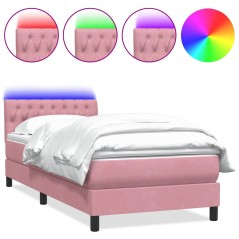 vidaXL Boxspringbett mit Matratze Rosa 90x210 cm Samt