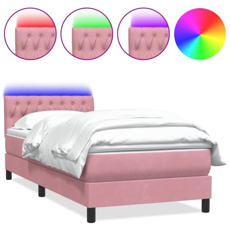 vidaXL Boxspringbett mit Matratze Rosa 90x210 cm Samt