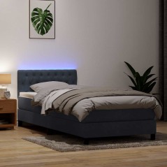 vidaXL Boxspringbett mit Matratze Dunkelgrau 80x220 cm Samt