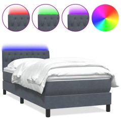 vidaXL Boxspringbett mit Matratze Dunkelgrau 80x220 cm Samt
