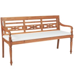 vidaXL Batavia Gartenbank mit Polstern 150 cm Teak