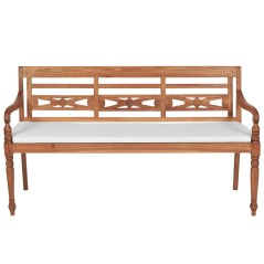 vidaXL Batavia Gartenbank mit Polstern 150 cm Teak