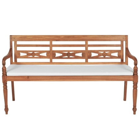 vidaXL Batavia Gartenbank mit Polstern 150 cm Teak
