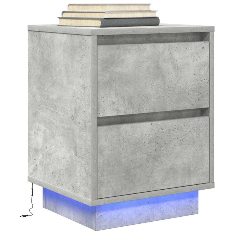 vidaXL Nachttisch mit LED-Leuchten Betongrau 38x34x50 cm vidaXL Nachttisch mit LED-Leuchten Betongrau 38x34x50 cm