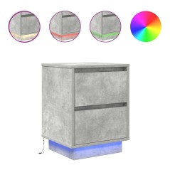 vidaXL Nachttisch mit LED-Leuchten Betongrau 38x34x50 cm