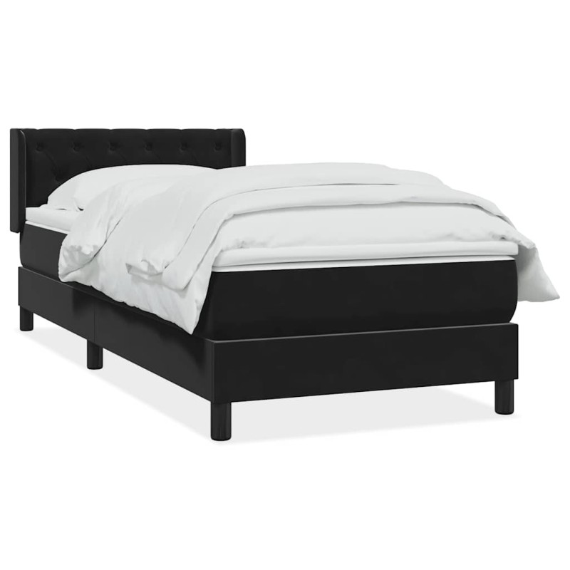 vidaXL Boxspringbett mit Matratze Schwarz 80x220 cm Samt vidaXL Boxspringbett mit Matratze Schwarz 80x220 cm Samt
