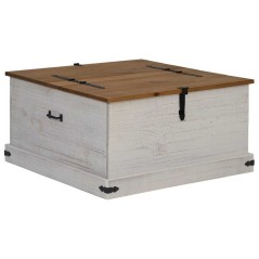 vidaXL Truhe HALDEN Weiß 91x91x47 cm Massivholz Kiefer