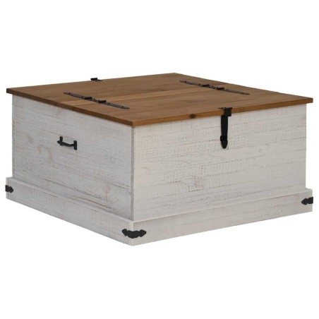 vidaXL Truhe HALDEN Weiß 91x91x47 cm Massivholz Kiefer
