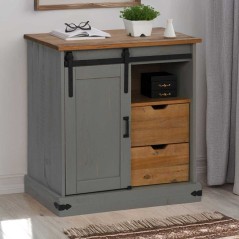 vidaXL Sideboard HALDEN mit Schiebetür Grau 80x40x80 cm Massivholz