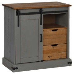 vidaXL Sideboard HALDEN mit Schiebetür Grau 80x40x80 cm Massivholz