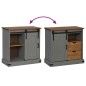 vidaXL Sideboard HALDEN mit Schiebetür Grau 80x40x80 cm Massivholz vidaXL Sideboard HALDEN mit Schiebetür Grau 80x40x80 cm Massivholz