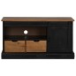 vidaXL TV-Schrank HALDEN mit Schiebetür Schwarz 110x40x60cm Massivholz vidaXL TV-Schrank HALDEN mit Schiebetür Schwarz 110x40x60cm Massivholz