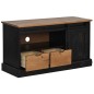 vidaXL TV-Schrank HALDEN mit Schiebetür Schwarz 110x40x60cm Massivholz vidaXL TV-Schrank HALDEN mit Schiebetür Schwarz 110x40x60cm Massivholz