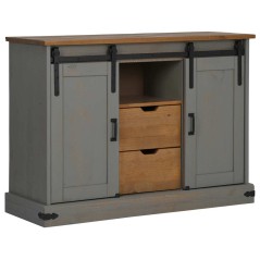 vidaXL Sideboard HALDEN 2 Schiebetüren Grau 112x40x80 cm Massivholz