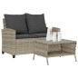 vidaXL Gartensofa 2-Sitzer mit Kissen & Tisch Hellgrau Poly Rattan vidaXL Gartensofa 2-Sitzer mit Kissen & Tisch Hellgrau Poly Rattan