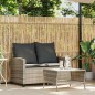 vidaXL Gartensofa 2-Sitzer mit Kissen & Tisch Hellgrau Poly Rattan vidaXL Gartensofa 2-Sitzer mit Kissen & Tisch Hellgrau Poly Rattan