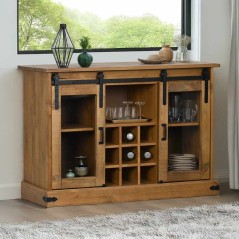 vidaXL Sideboard HALDEN 2 Schiebetüren 112x40x80 cm Massivholz