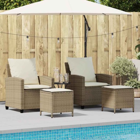 vidaXL 4-tlg. Garten-Sofagarnitur mit Kissen Beige Poly Rattan