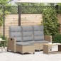 vidaXL Gartensofa mit Liegefunktion Kissen L-Form Beige Poly Rattan vidaXL Gartensofa mit Liegefunktion Kissen L-Form Beige Poly Rattan