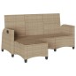 vidaXL Gartensofa mit Liegefunktion Kissen L-Form Beige Poly Rattan vidaXL Gartensofa mit Liegefunktion Kissen L-Form Beige Poly Rattan
