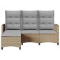 vidaXL Gartensofa mit Liegefunktion Kissen L-Form Beige Poly Rattan vidaXL Gartensofa mit Liegefunktion Kissen L-Form Beige Poly Rattan