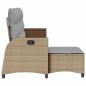 vidaXL Gartensofa mit Liegefunktion Kissen L-Form Beige Poly Rattan vidaXL Gartensofa mit Liegefunktion Kissen L-Form Beige Poly Rattan