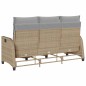 vidaXL Gartensofa mit Liegefunktion Kissen L-Form Beige Poly Rattan vidaXL Gartensofa mit Liegefunktion Kissen L-Form Beige Poly Rattan