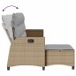 vidaXL Gartensofa mit Liegefunktion Kissen L-Form Beige Poly Rattan vidaXL Gartensofa mit Liegefunktion Kissen L-Form Beige Poly Rattan