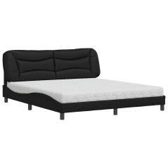 vidaXL Bett mit Matratze Schwarz 180x200 cm Kunstleder