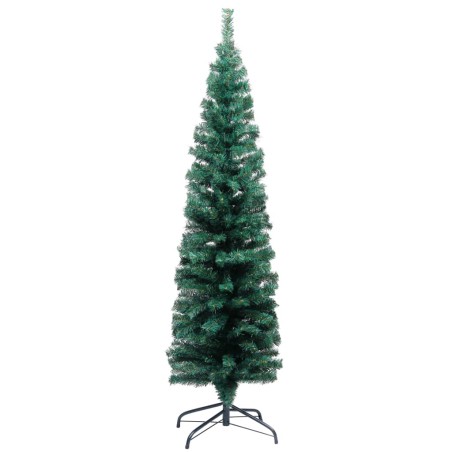 Künstlicher Weihnachtsbaum Schlank mit LEDs & Kugeln Grün 150cm