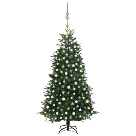 Künstlicher Weihnachtsbaum mit LEDs & Kugeln Grün 240 cm PVC PE