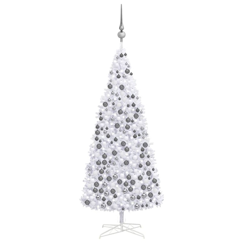 Künstlicher Weihnachtsbaum mit LEDs & Kugeln 400 cm Weiß Künstlicher Weihnachtsbaum mit LEDs & Kugeln 400 cm Weiß