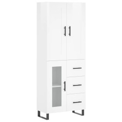 Highboard Hochglanz-Weiß 69,5x34x180 cm Holzwerkstoff