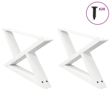 vidaXL Couchtischbeine 2 Stk. Weiß 70x(30-31,3) cm Stahl