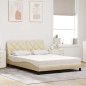 vidaXL Bett mit Matratze Creme 140x190 cm Stoff vidaXL Bett mit Matratze Creme 140x190 cm Stoff
