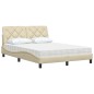 vidaXL Bett mit Matratze Creme 140x190 cm Stoff vidaXL Bett mit Matratze Creme 140x190 cm Stoff