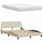 vidaXL Bett mit Matratze Creme 140x190 cm Stoff vidaXL Bett mit Matratze Creme 140x190 cm Stoff
