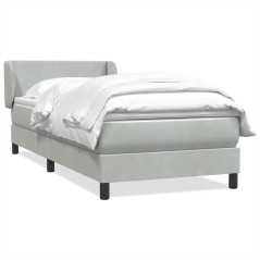 vidaXL Boxspringbett mit Matratze Hellgrau 90x210 cm Samt