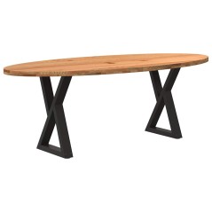 vidaXL Esstisch Hellbraun 220x100x74 cm Massivholz Eiche Oval