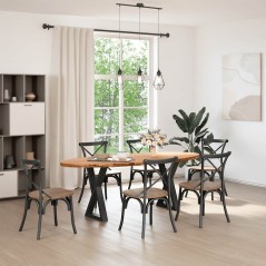 vidaXL Esstisch Hellbraun 220x100x74 cm Massivholz Eiche Oval