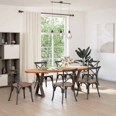 vidaXL Esstisch Hellbraun 240x100x74 cm Massivholz Eiche Oval