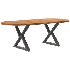 vidaXL Esstisch Hellbraun 220x100x74 cm Massivholz Eiche Oval
