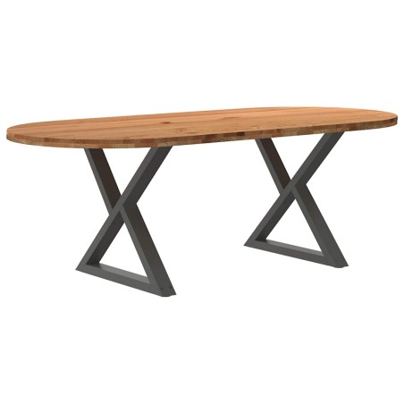 vidaXL Esstisch Hellbraun 220x100x74 cm Massivholz Eiche Oval