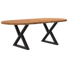 vidaXL Esstisch Hellbraun 220x100x74 cm Massivholz Eiche Oval