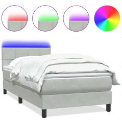 vidaXL Boxspringbett mit Matratze Hellgrau 80x210 cm Samt