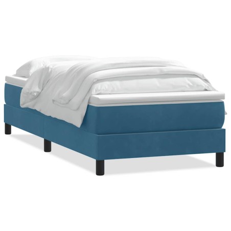 vidaXL Boxspringbett mit Matratze Dunkelblau 90x210 cm Samt