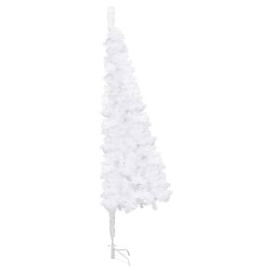 Künstlicher Eck-Weihnachtsbaum LEDs & Kugeln Weiß 210 cm PVC