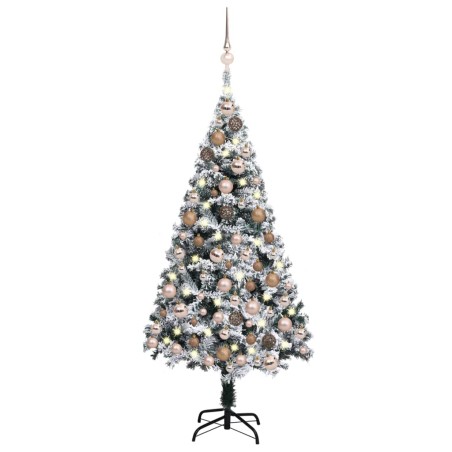 Künstlicher Weihnachtsbaum mit LEDs & Kugeln Grün 150 cm PVC